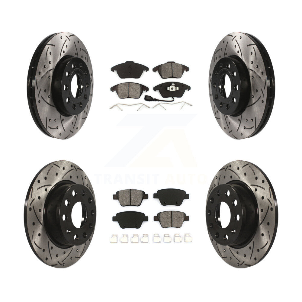 Kit de plaquettes de frein semi-métalliques pour rotors de frein à fente avant et arrière pour Volkswagen Beetl