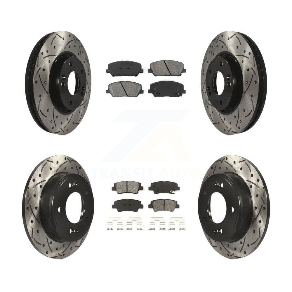 Rotor de frein à fente percée avant et arrière et Kit de plaquettes semi-métalliques pour Hyundai Veloste