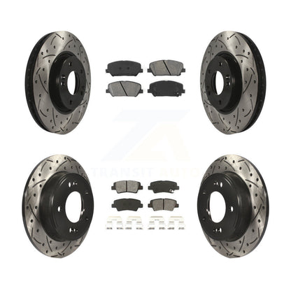 Rotor de frein à fente percée avant et arrière et Kit de plaquettes semi-métalliques pour Hyundai Veloste