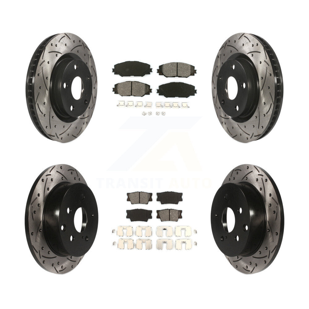 Rotor de frein à disque à fente percée avant et arrière et Kit de plaquettes semi-métalliques pour Toyota RAV
