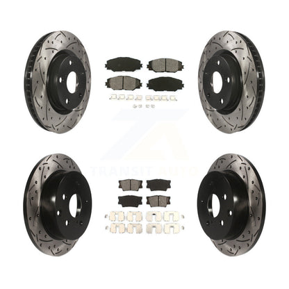 Rotor de frein à disque à fente percée avant et arrière et Kit de plaquettes semi-métalliques pour Toyota RAV