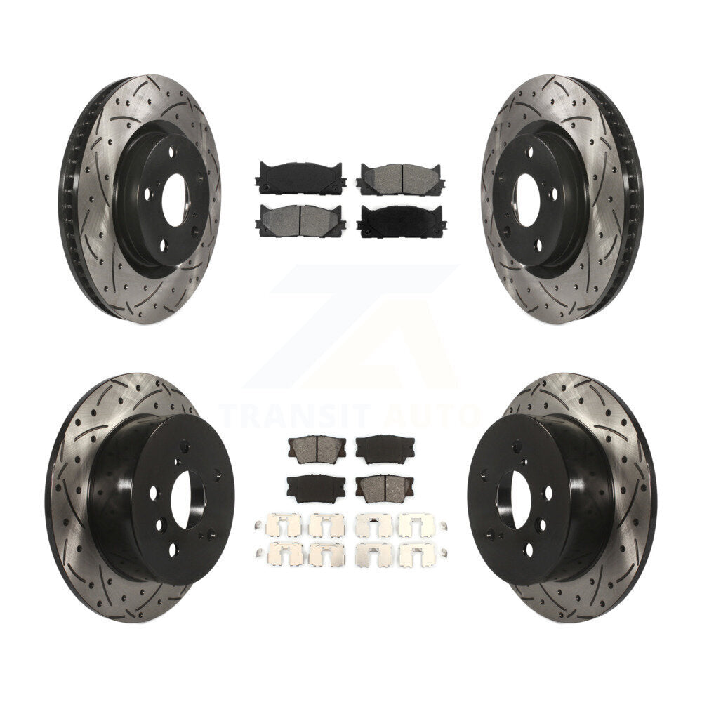 Kit de plaquettes semi-métalliques de Rotor de frein à fente avant et arrière, pour Toyota Camry Lexu