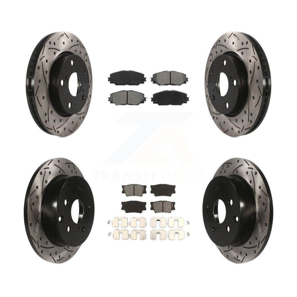 Kit de plaquettes de frein semi-métalliques pour rotors de frein à fente avant et arrière, pour Toyota RAV4 Lexu