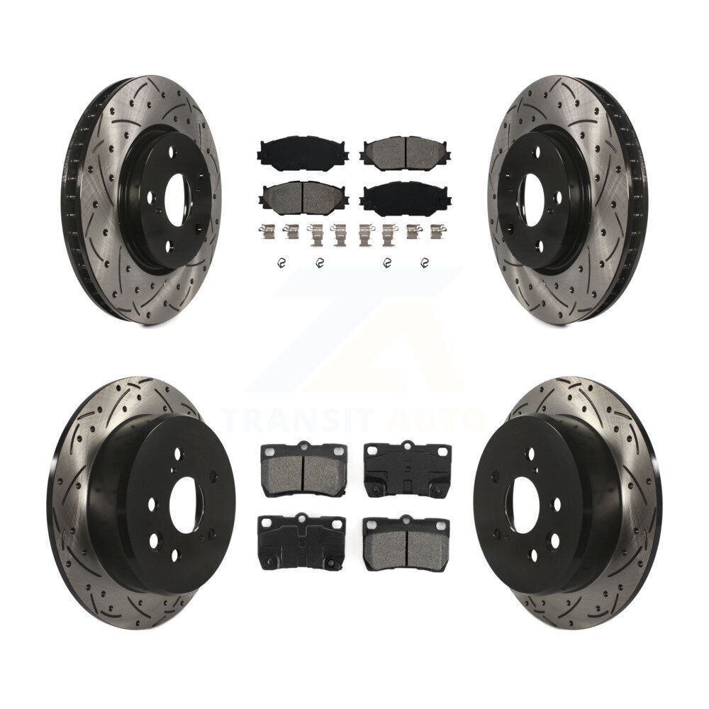 Rotor de frein à disque à fente percée avant et arrière et Kit de plaquettes semi-métalliques pour Lexus IS25