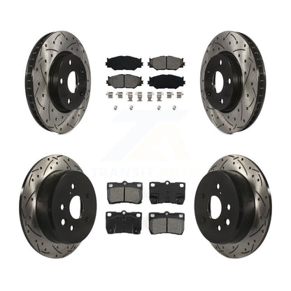 Rotor de frein à disque à fente percée avant et arrière et Kit de plaquettes semi-métalliques pour Lexus IS25