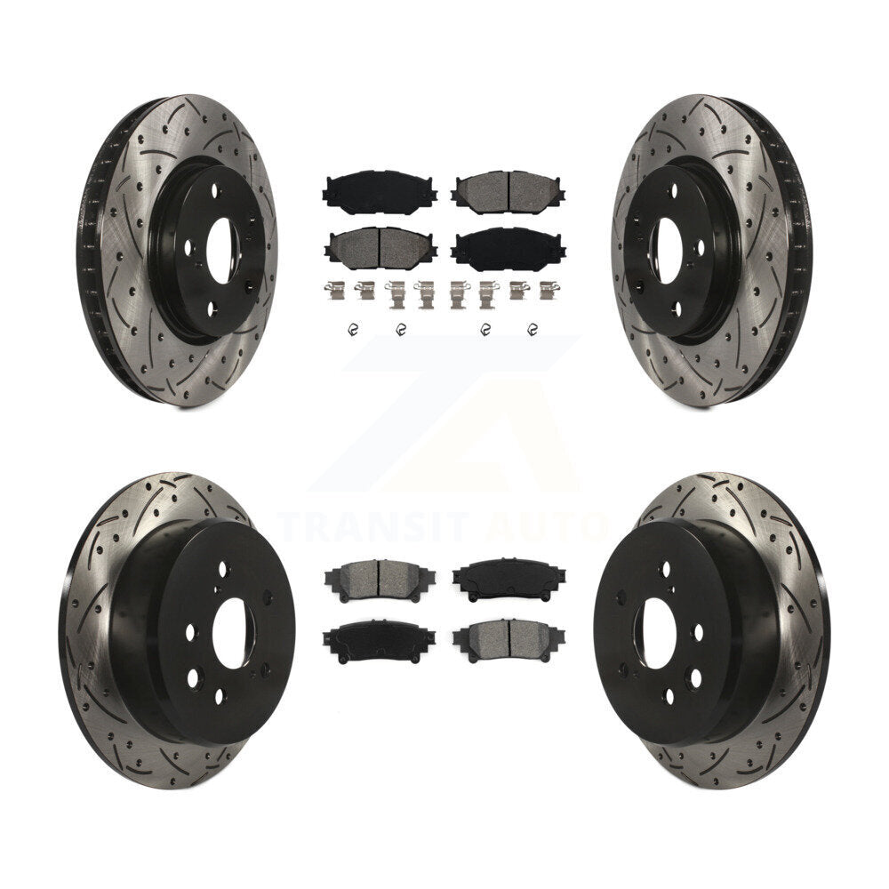 Rotor de frein à disque à fente percée avant et arrière et Kit de plaquettes semi-métalliques pour Lexus IS25