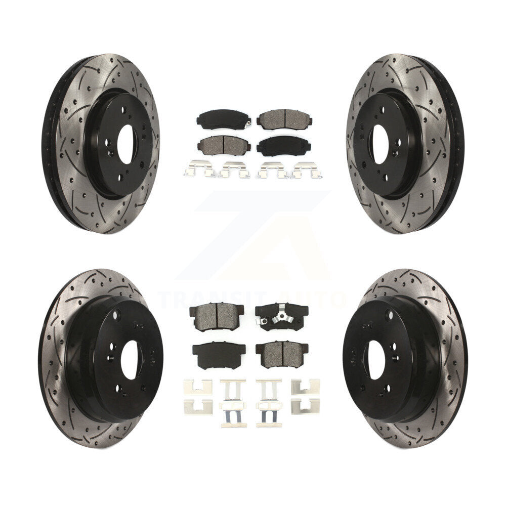 Kit de plaquettes semi-métalliques de Rotor de frein de fente de forage avant et arrière pour Honda CR-V Acura RD