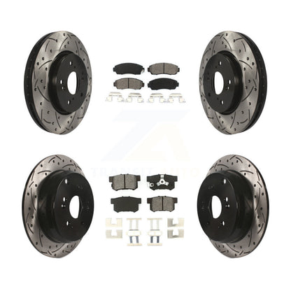 Kit de plaquettes semi-métalliques de Rotor de frein de fente de forage avant et arrière pour Honda CR-V Acura RD