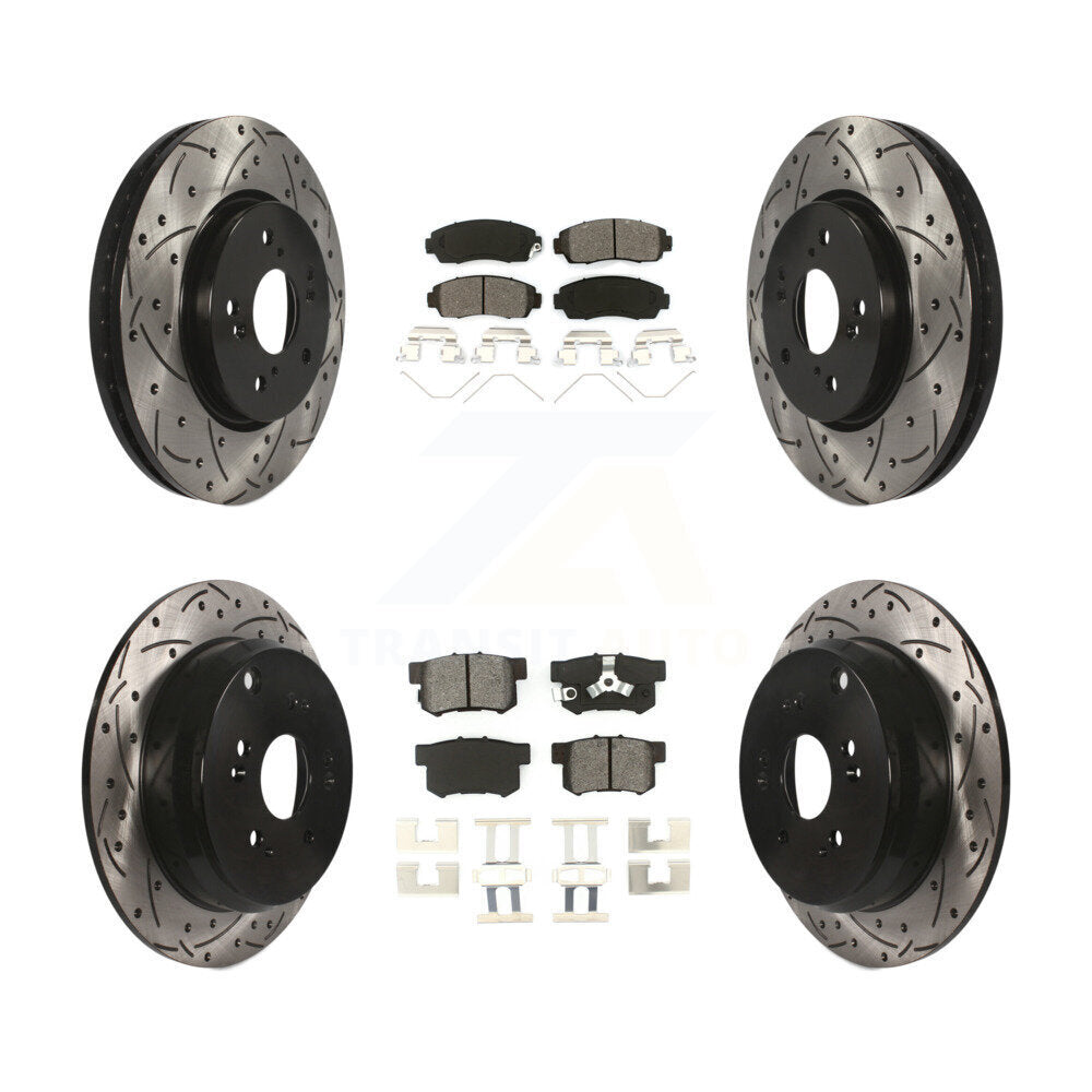 Kit de plaquettes semi-métalliques de Rotor de frein de fente de forage avant et arrière pour Honda CR-V AW 12-16
