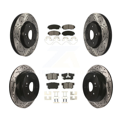Kit de plaquettes semi-métalliques de Rotor de frein de fente de forage avant et arrière pour Honda CR-V AW 12-16