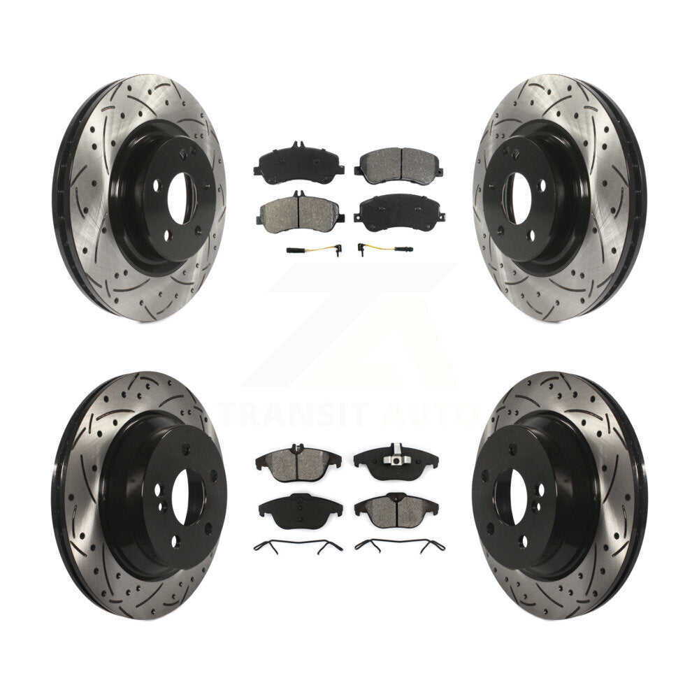 Kit de plaquettes semi-métalliques de Rotor de frein de fente de forage avant et arrière pour Mercedes-Benz GLK35