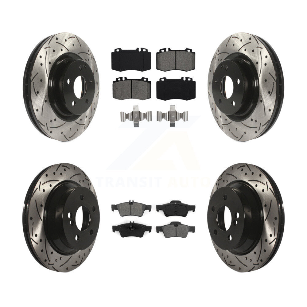 Kit de plaquettes semi-métalliques de Rotor de frein de fente de forage avant et arrière pour Mercedes-Benz CLS55