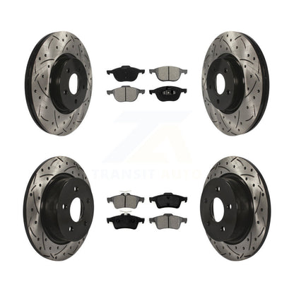 Kit de plaquettes semi-métalliques de Rotor de frein de fente de forage avant et arrière pour Ford Transit Connect
