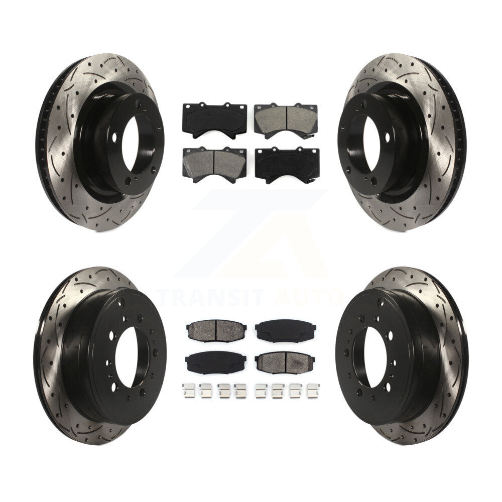 Rotors de frein à fente avant et arrière, Kit de plaquettes semi-métalliques pour Toyota Tundra Lexu