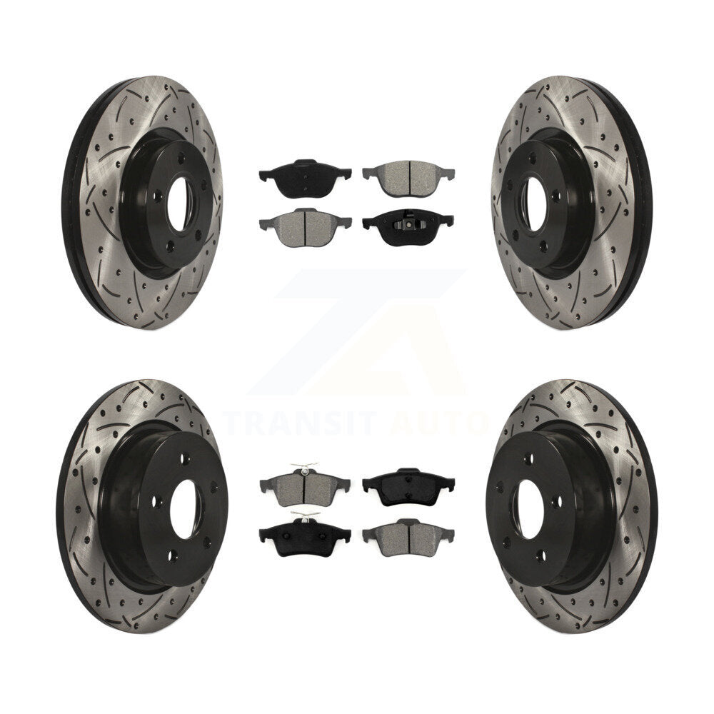 Kit de plaquettes de frein semi-métalliques pour rotors de frein à fente avant et arrière, pour Ford Escape c-ma