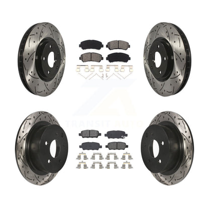 Kit de plaquettes semi-métalliques de Rotor de frein à disque à fente avant et arrière pour Nissan Sentr