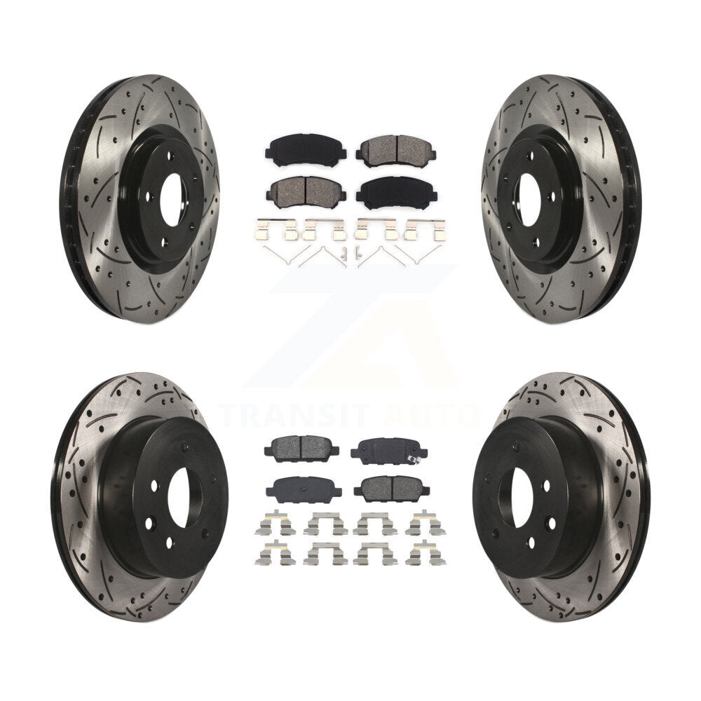 Kit de plaquettes semi-métalliques de Rotor de frein de fente de forage avant et arrière pour Nissan Juke Nismo R