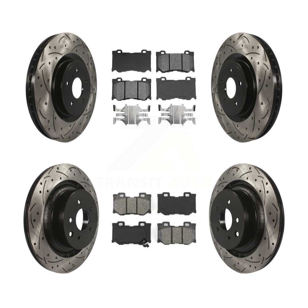 Kit de rotor de frein à fente percée avant et arrière et plaquettes semi-métalliques pour INFINITI G37 RW
