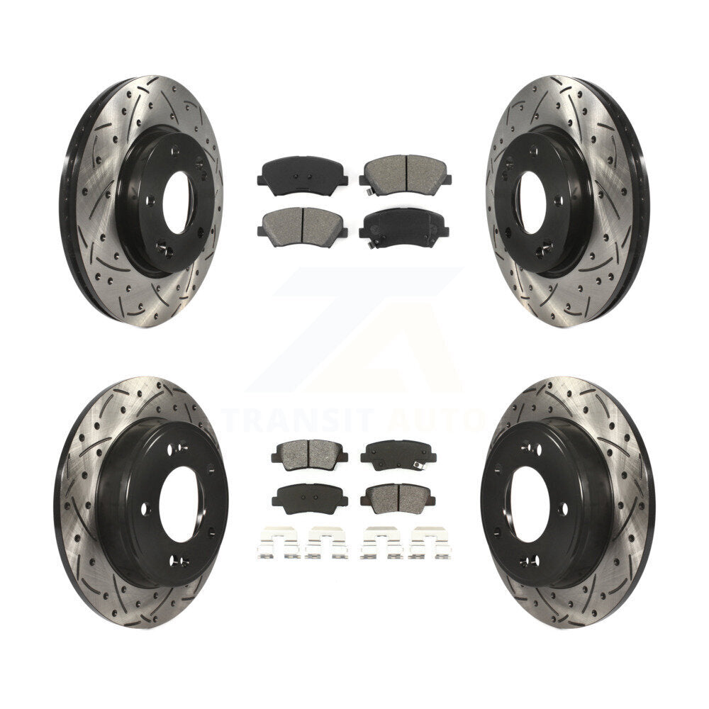Kit de plaquettes semi-métalliques de Rotor de frein à fente avant et arrière, pour Hyundai Elantra G