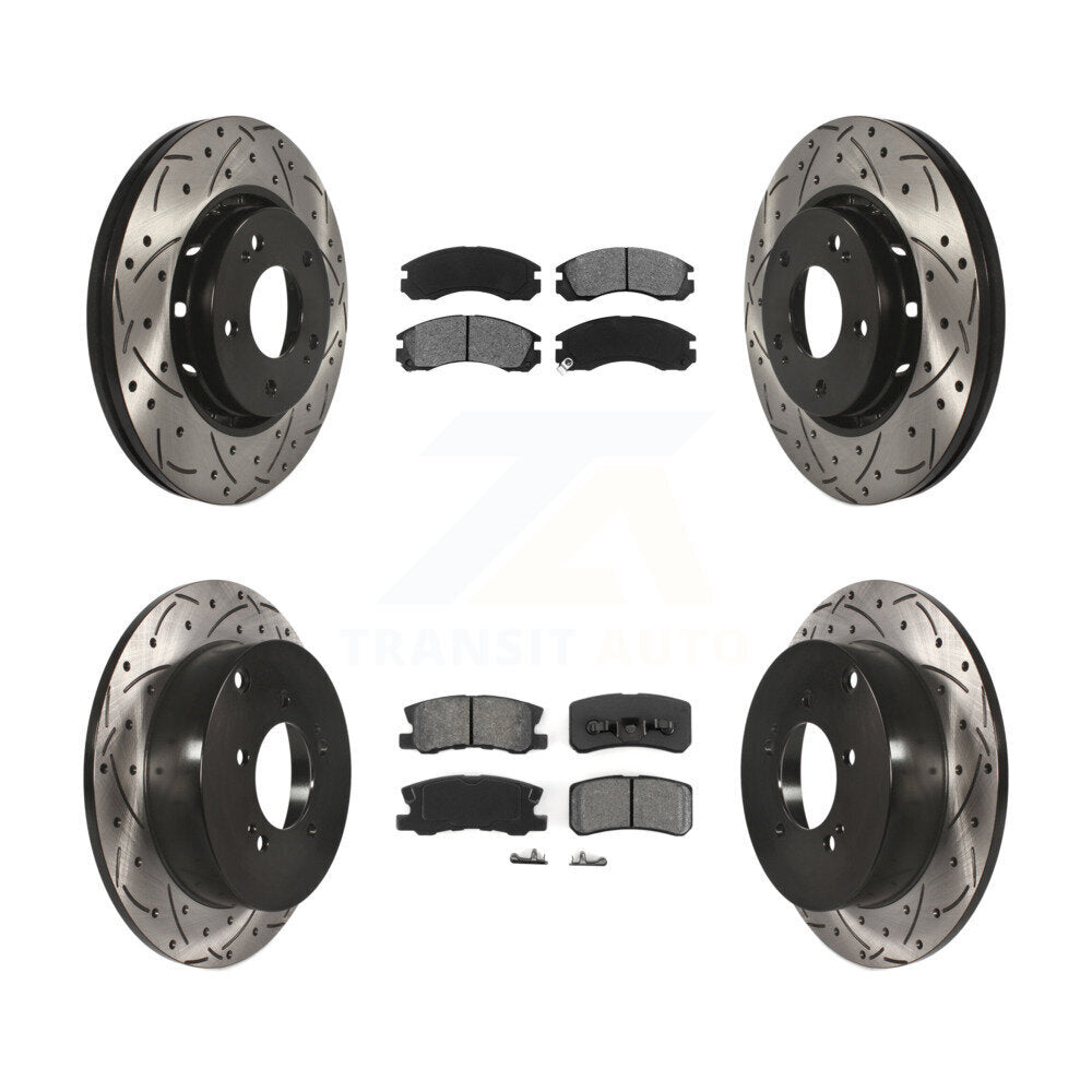 Kit de plaquettes de frein semi-métalliques pour rotors de frein à fente avant et arrière pour Mitsubishi Lance