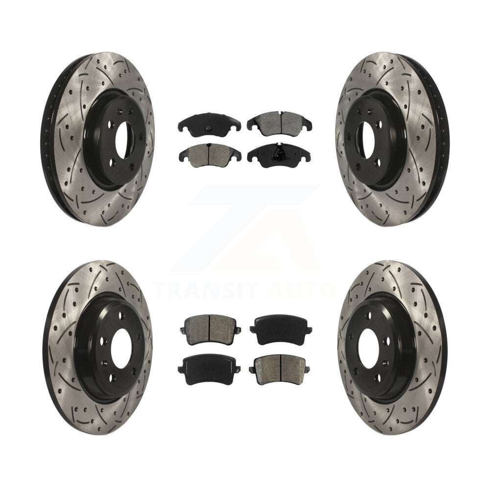 Kit de plaquettes semi-métalliques de Rotor de frein à fente avant et arrière, pour Audi Q5 A4 Quattr