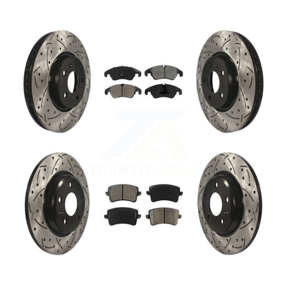 Kit de plaquettes semi-métalliques de Rotor de frein à fente avant et arrière, pour Audi Q5 A4 Quattr
