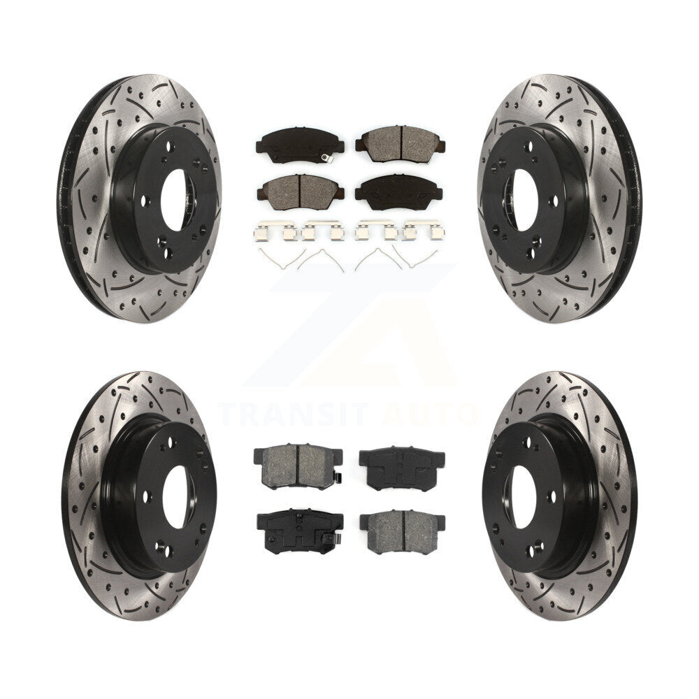 Kit de plaquettes semi-métalliques de Rotor de frein de fente de forage avant et arrière pour Acura ILX 1.5 13-15
