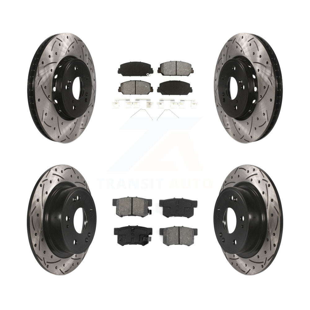 Rotors de frein à disque à fente avant et arrière, Kit de plaquettes semi-métalliques pour Acura IL 2016
