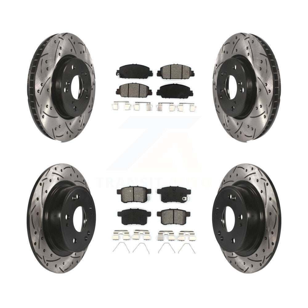 Rotors de frein à disque à fente avant et arrière, Kit de plaquettes semi-métalliques pour Honda Accor