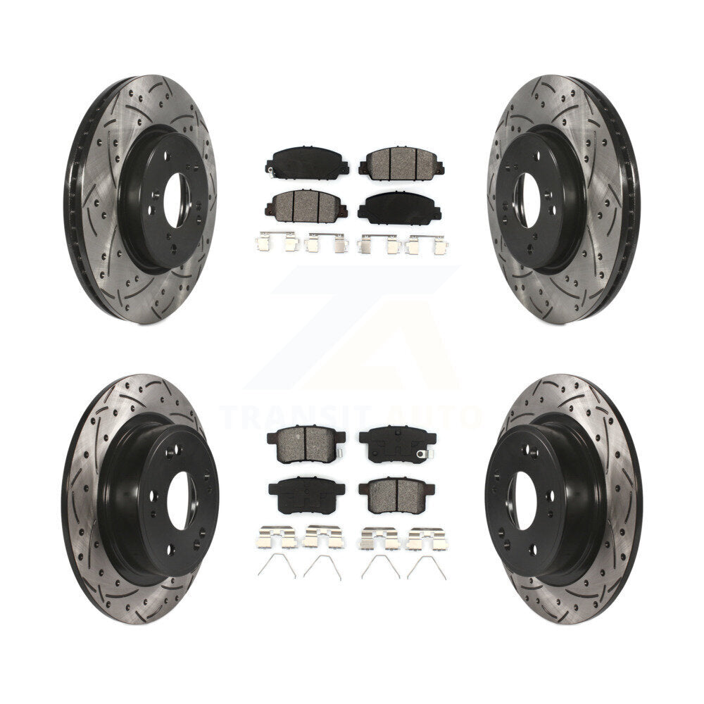 Rotors de frein à disque à fente avant et arrière, Kit de plaquettes semi-métalliques pour Honda Accor
