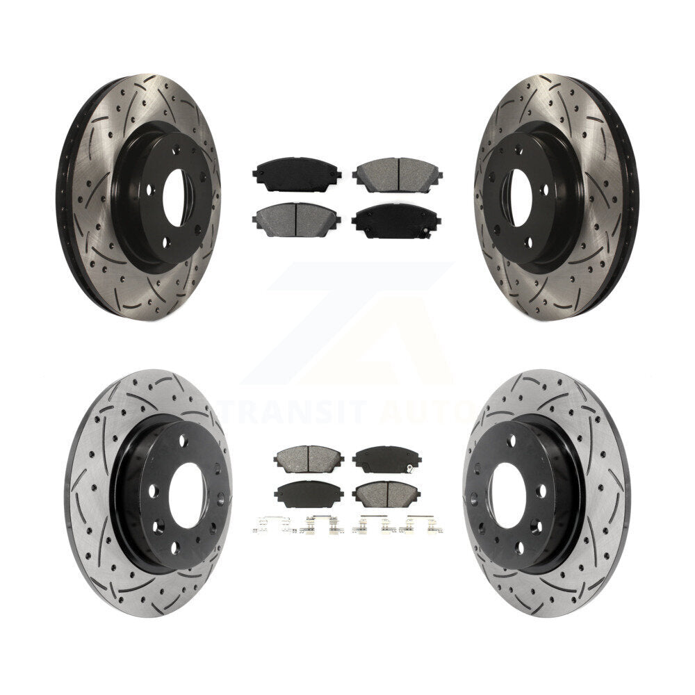 Kit de plaquettes semi-métalliques de Rotor de frein à disque à fente avant et arrière pour Mazda 3 Spor