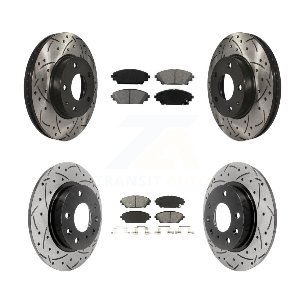 Kit de plaquettes semi-métalliques de Rotor de frein à disque à fente avant et arrière pour Mazda 3 Spor