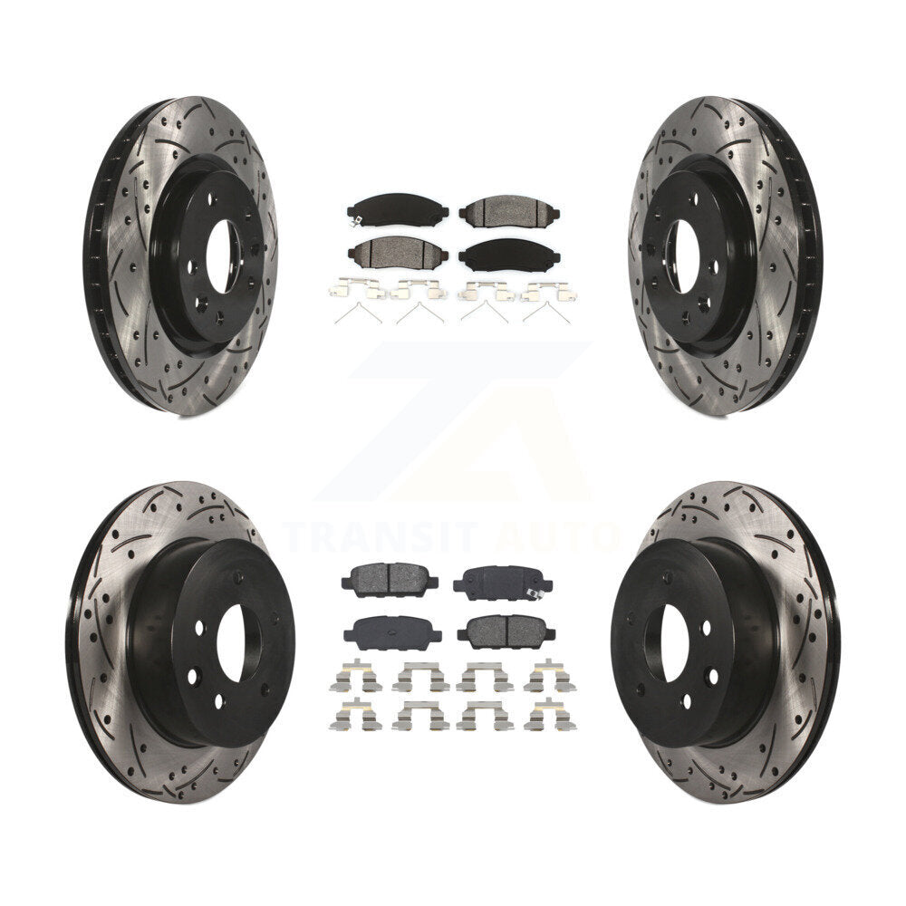 Rotor de frein à disque à fente percée avant et arrière et Kit de plaquettes semi-métalliques pour Nissan LEA