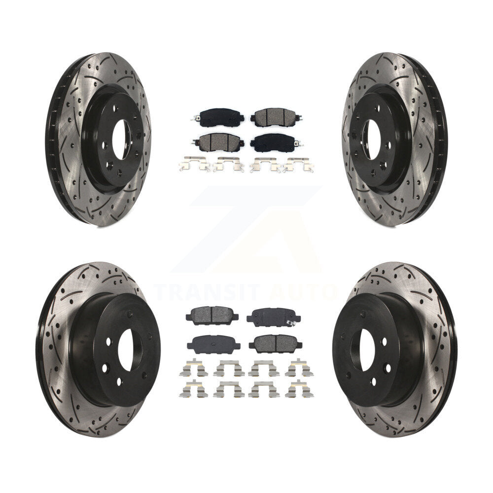 Rotor de frein à disque à fente percée avant et arrière et Kit de plaquettes semi-métalliques pour Nissan LEA