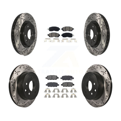 Rotor de frein à disque à fente percée avant et arrière et Kit de plaquettes semi-métalliques pour Nissan LEA