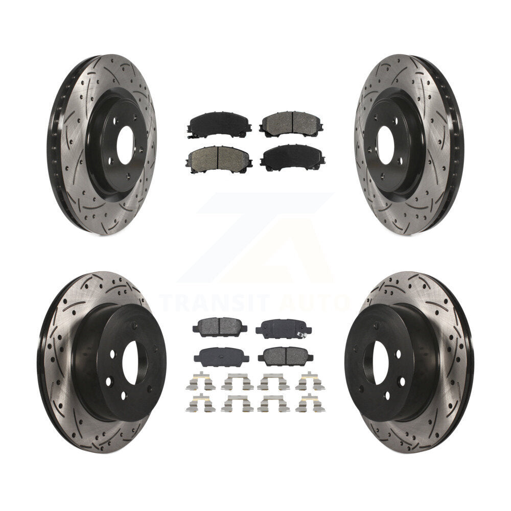Rotors de frein à disque à fente avant et arrière, Kit de plaquettes semi-métalliques pour Nissan Rogu