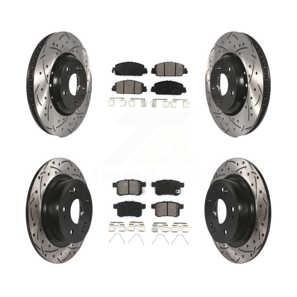 Rotors de frein à disque à fente avant et arrière, Kit de plaquettes semi-métalliques pour Honda Accor