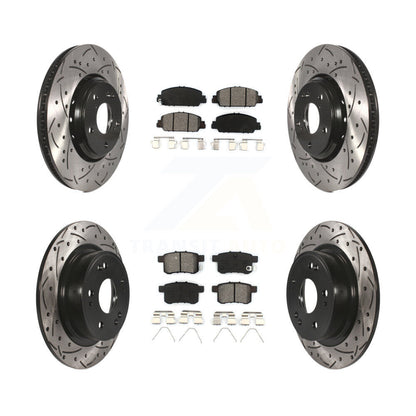 Rotors de frein à disque à fente avant et arrière, Kit de plaquettes semi-métalliques pour Honda Accor