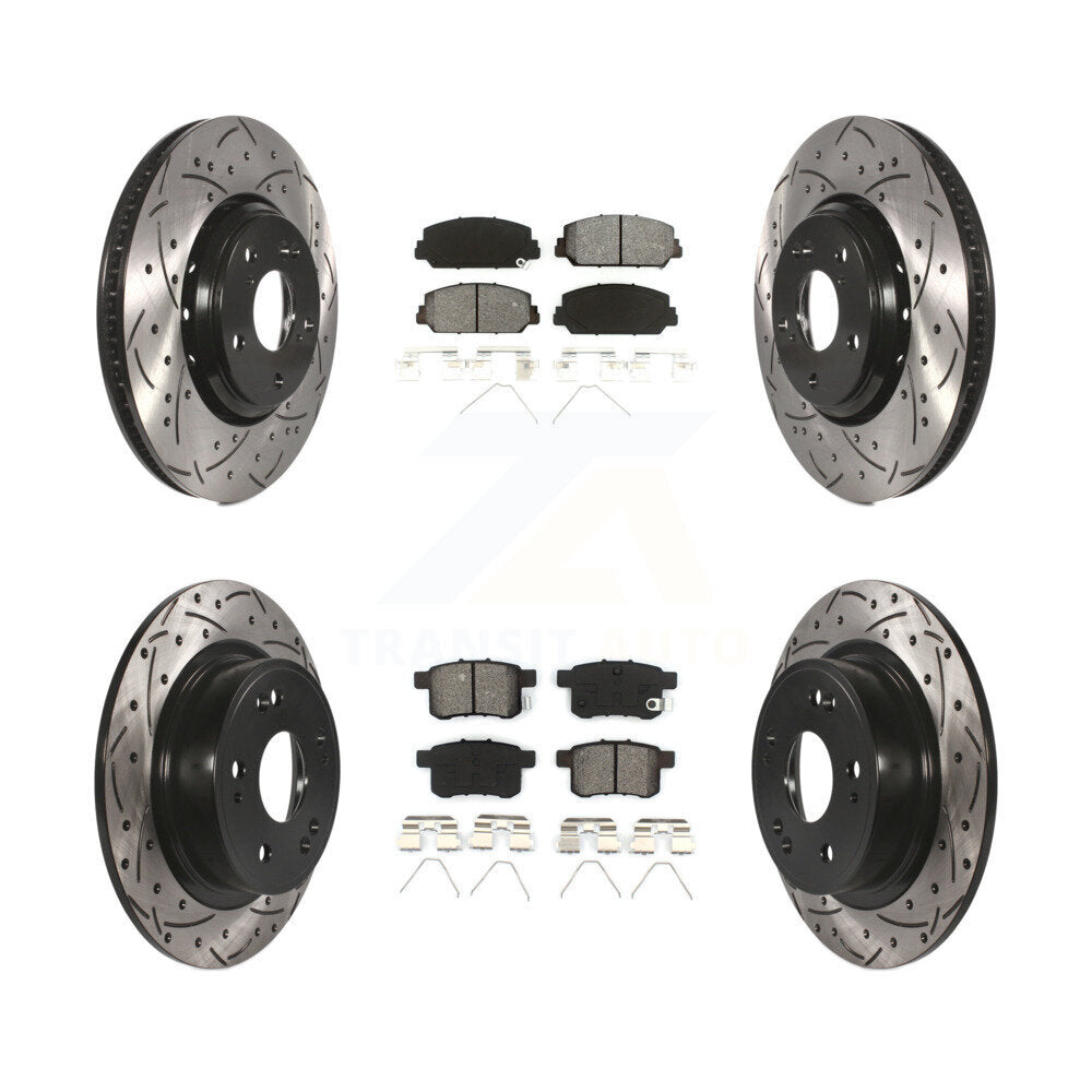 Rotors de frein à disque à fente avant et arrière, Kit de plaquettes semi-métalliques pour Honda Accor