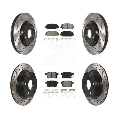 Rotors de frein à disque à fente avant et arrière, Kit de plaquettes semi-métalliques pour Honda Accor