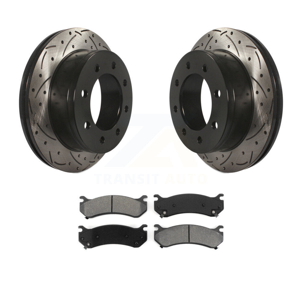Rotors de frein à fente arrière, Kit de plaquettes semi-métalliques pour Chevrolet GMC Sierra 250