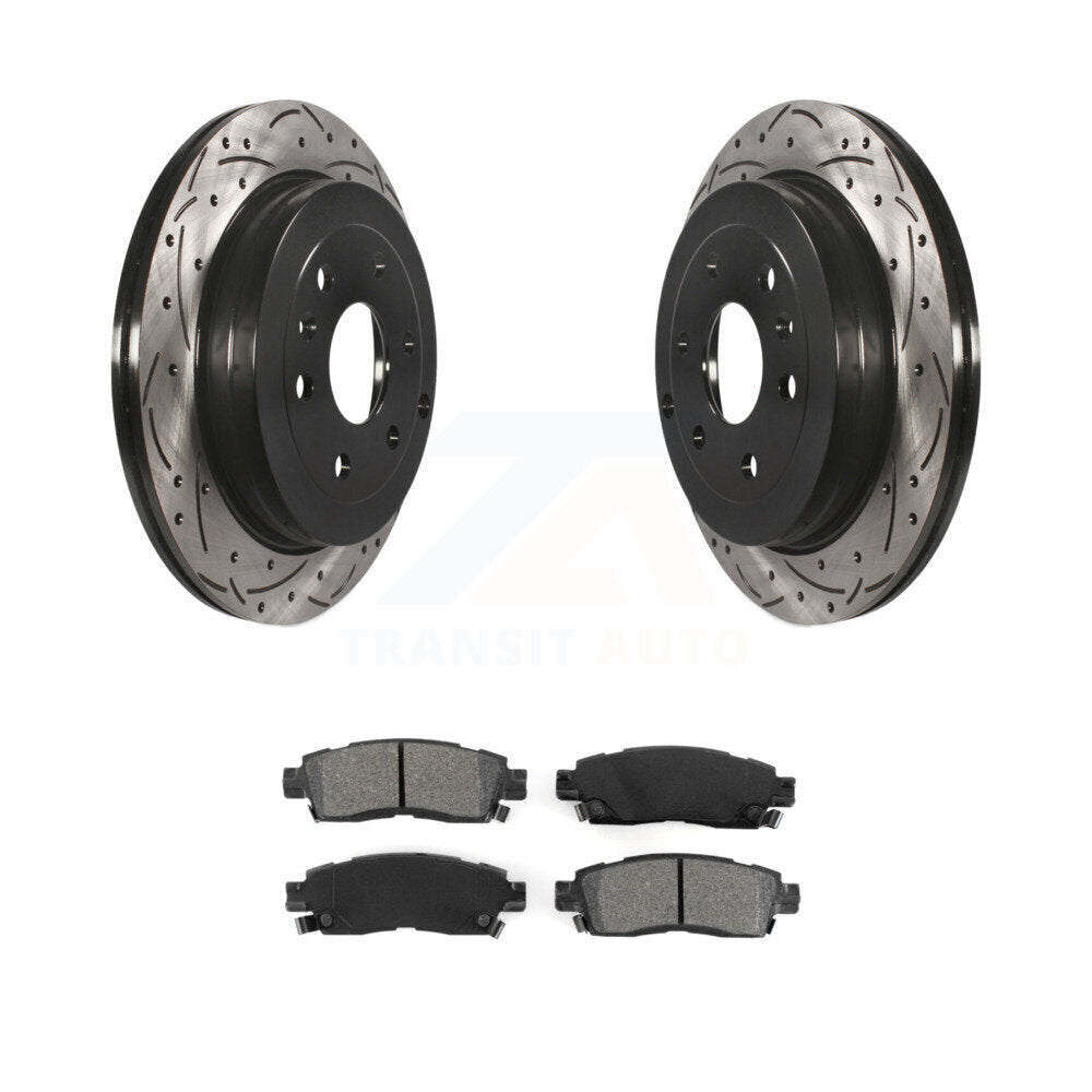 Kit de plaquettes semi-métalliques de Rotor de frein à fente arrière percée pour GMC Acadia Buick Enclav