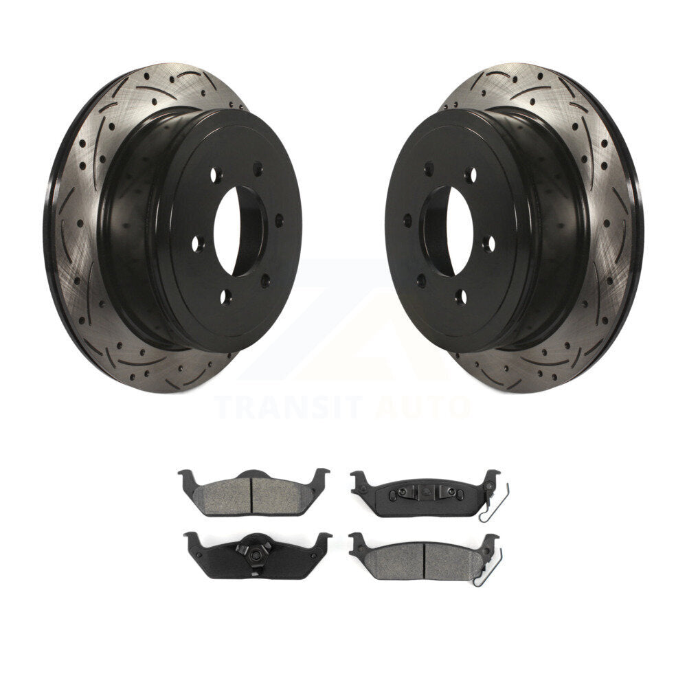 Kit de plaquettes semi-métalliques de Rotor de frein de fente de forage arrière pour Ford F-150 Lincoln Mark L