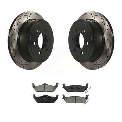 Kit de plaquettes semi-métalliques de Rotor de frein de fente de forage arrière pour Ford F-150 Lincoln Mark L