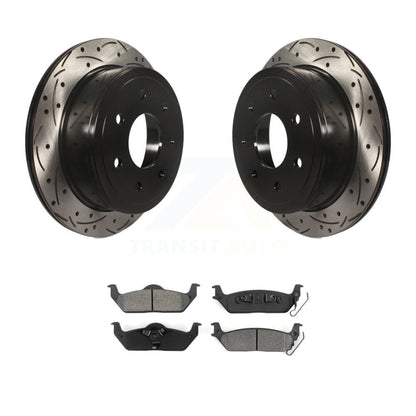 Kit de plaquettes semi-métalliques de Rotor de frein de fente de forage arrière pour Ford F-150 Lincoln Mark L