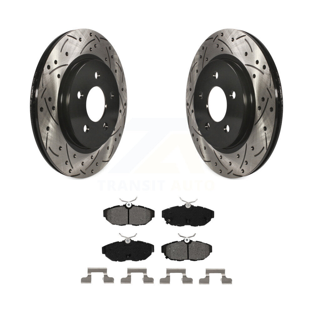 Kit de plaquettes semi-métalliques de Rotor de frein à disque à fente percée à revêtement arrière pour Ford Mustang