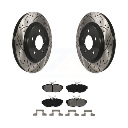 Kit de plaquettes semi-métalliques de Rotor de frein à disque à fente percée à revêtement arrière pour Ford Mustang