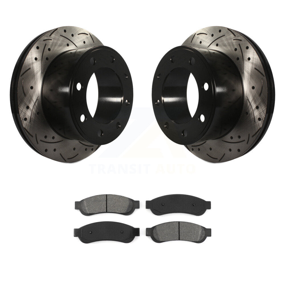 Kit de plaquettes semi-métalliques de Rotor de frein à disque de fente de forage arrière pour Ford F-250 Super Dut