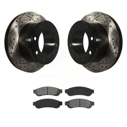 Kit de plaquettes semi-métalliques de Rotor de frein à disque de fente de forage arrière pour Ford F-250 Super Dut