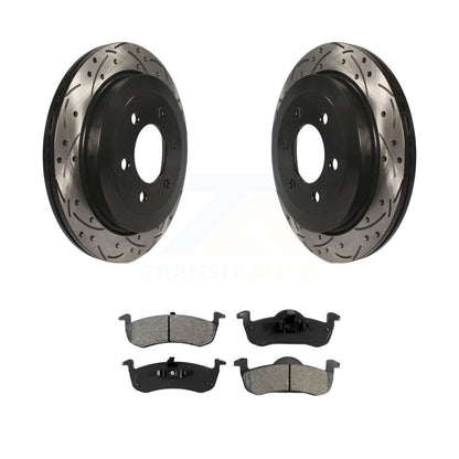 Kit de plaquettes de frein semi-métalliques pour rotors de frein à fente arrière percés pour Ford Expedition Lincol